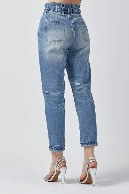 HIGH RISE PULL ON JEANS