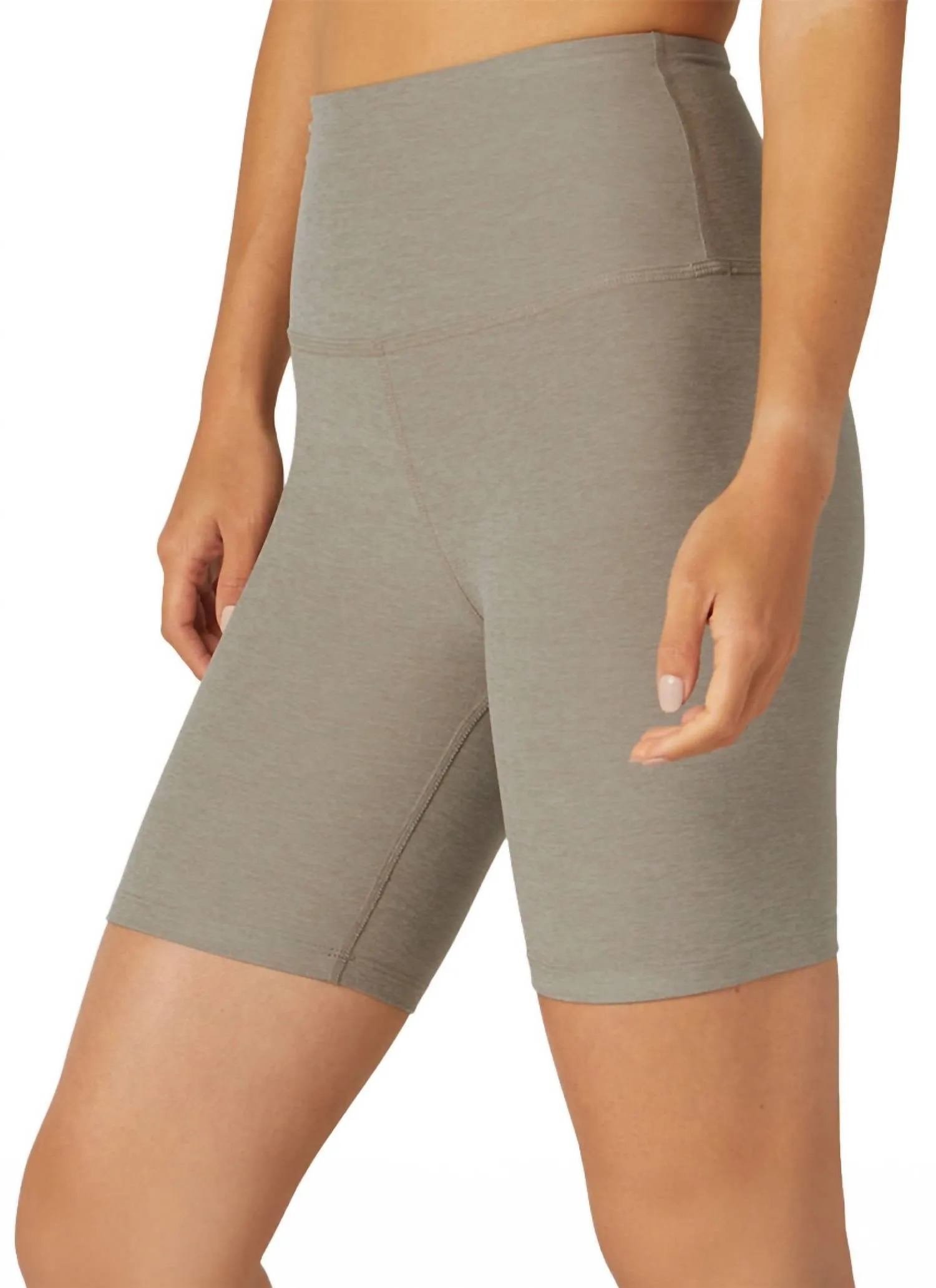 High Waisted Biker Short In Birch Heather