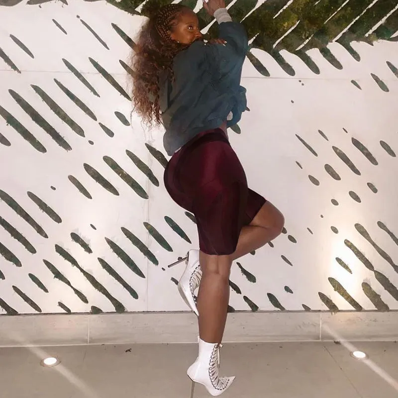 High-Waisted Mesh Patchwork See-Through Trendy Shorts