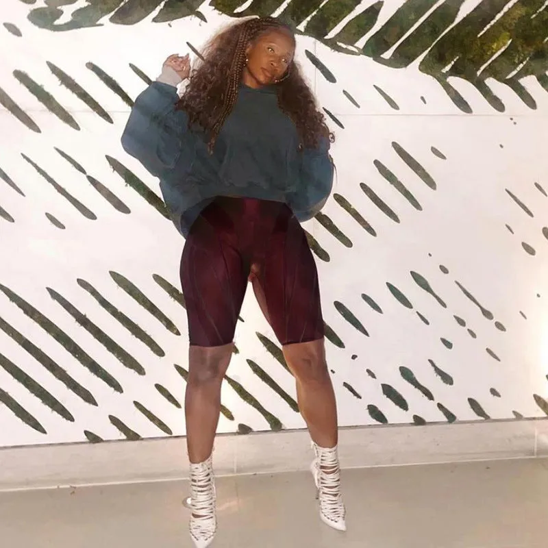 High-Waisted Mesh Patchwork See-Through Trendy Shorts