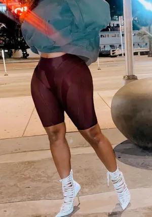 High-Waisted Mesh Patchwork See-Through Trendy Shorts