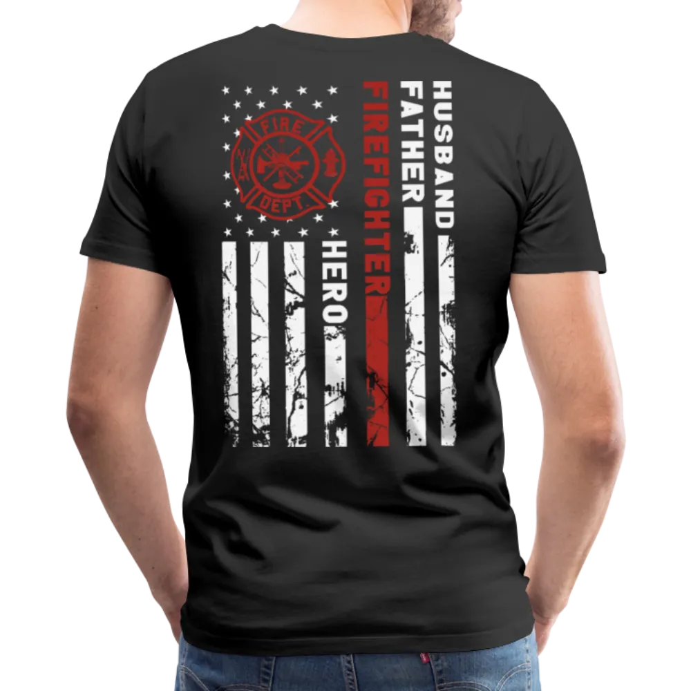 Husband Father Firefighter Hero Flag Men's Premium T-Shirt (CK3615)