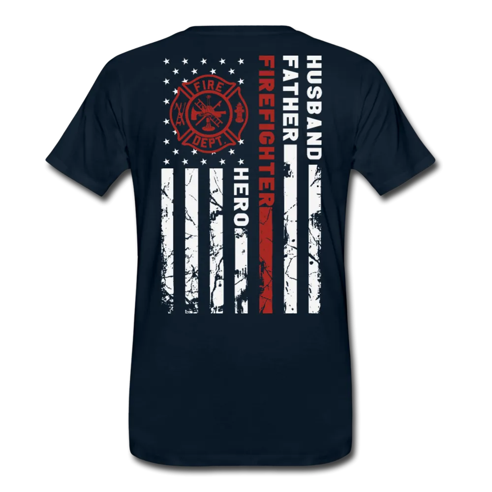Husband Father Firefighter Hero Flag Men's Premium T-Shirt (CK3615)