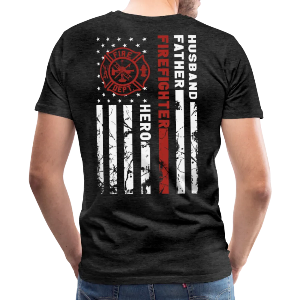 Husband Father Firefighter Hero Flag Men's Premium T-Shirt (CK3615)