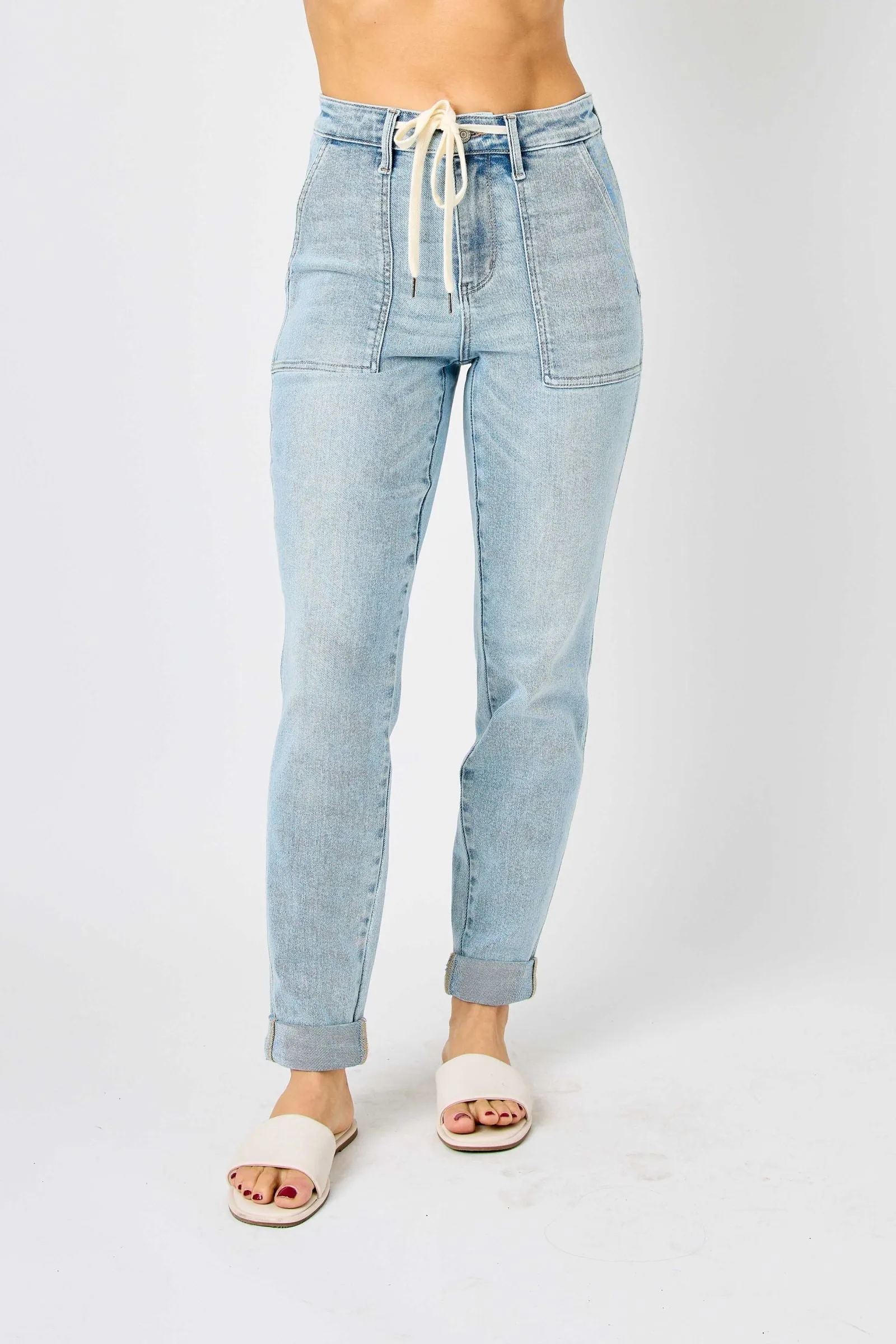 HW VINTAGE CUFFED JOGGER JEANS BY JUDY BLUE