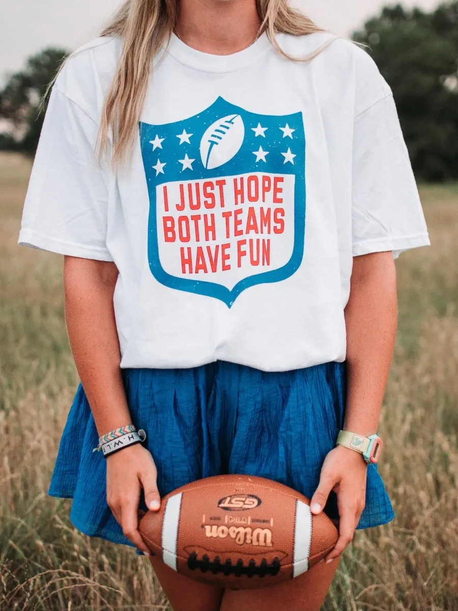 I Just Hope Both Teams Have Fun | Blue   Red Shield T-Shirt | Ruby’s Rubbish®