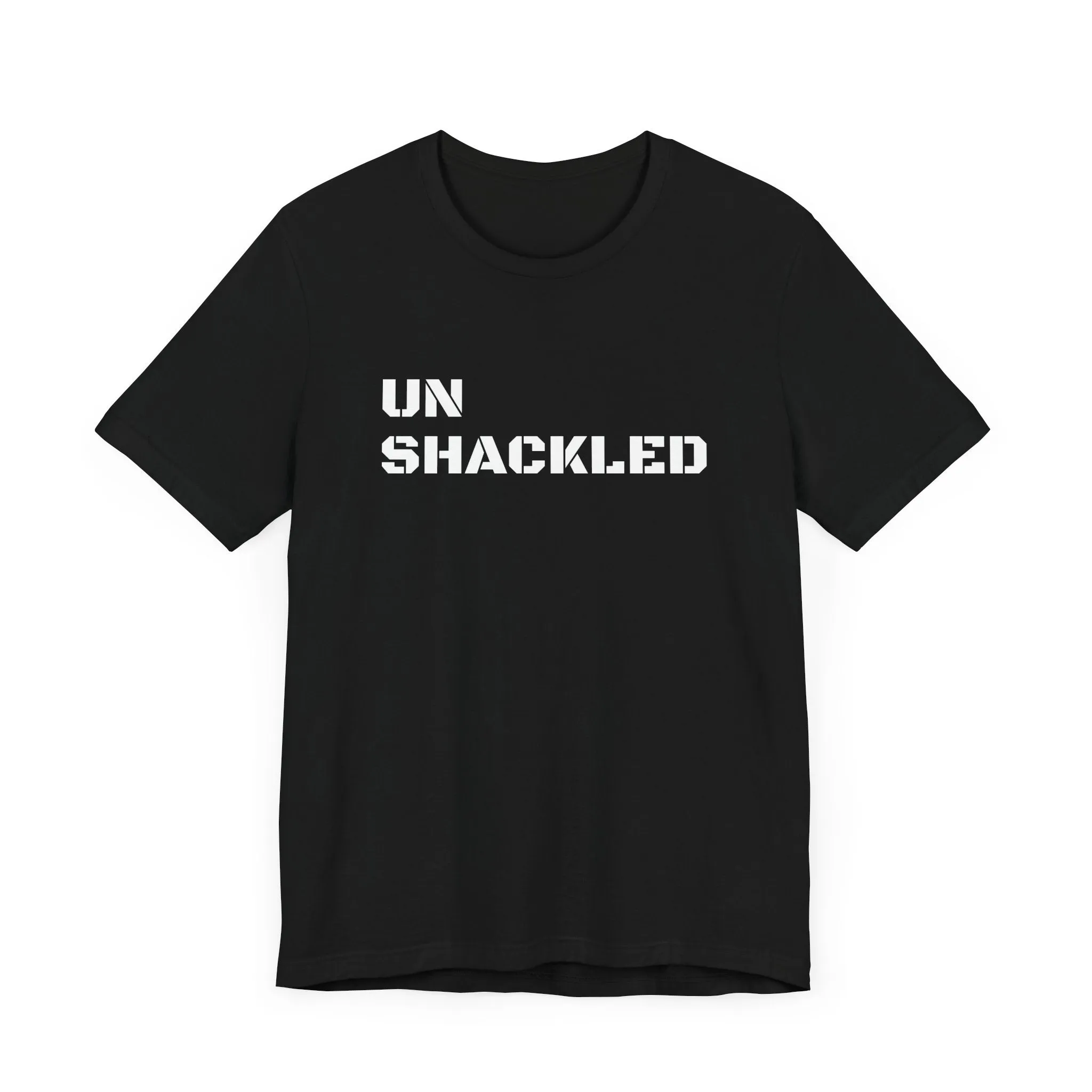 Inspirational Gym Shirts for Men - Motivation for Your Workout - UNSHACKLED - Front