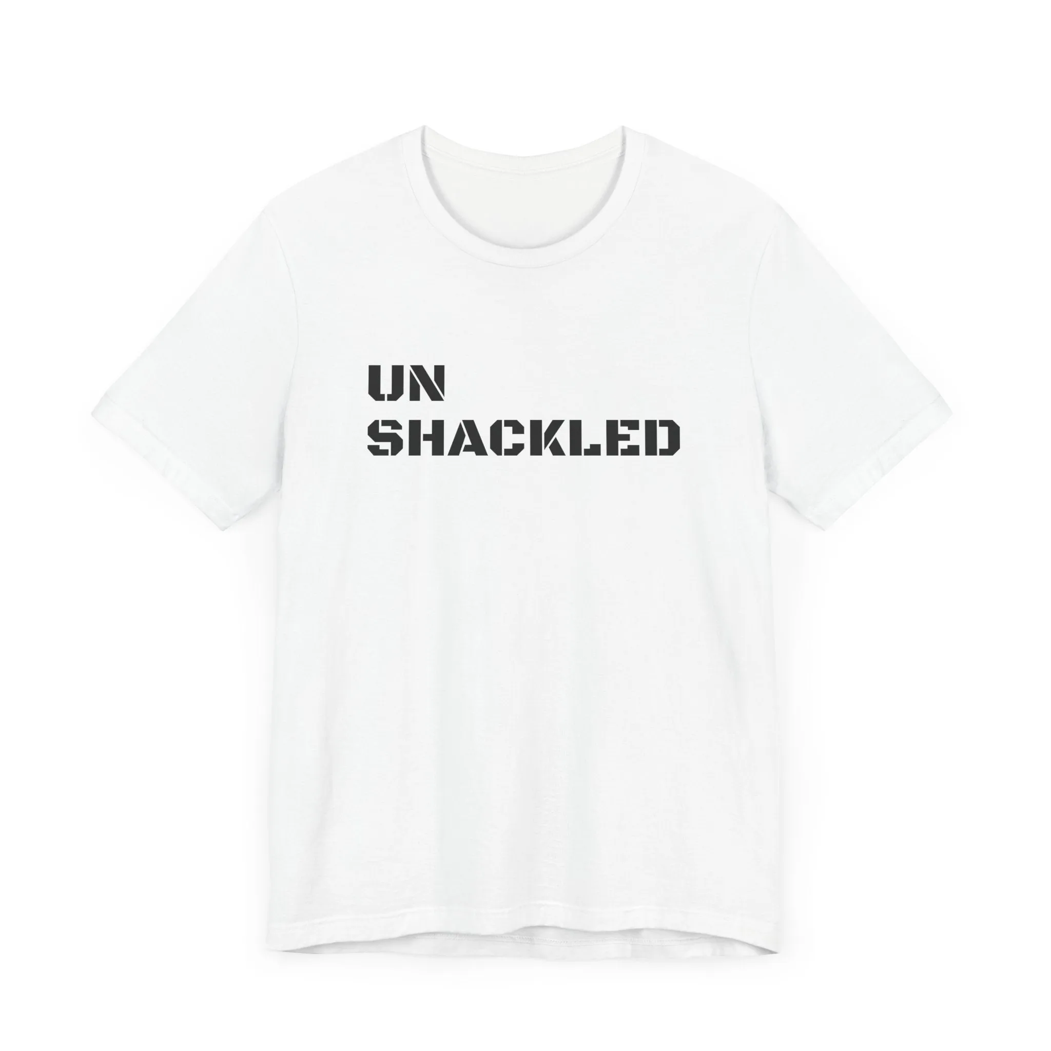Inspirational Gym Shirts for Men - Motivation for Your Workout - UNSHACKLED - Front