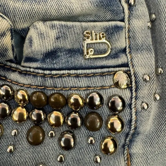 Italian Designer DISHE DOSHE Y2K Studded Glam Jeans