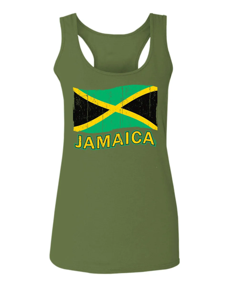 Jamaica Tee Jamaican National Country Flag Tee Carribean  women's Tank Top sleeveless Racerback