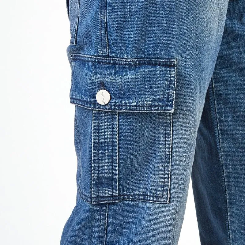 Jean en denim cargo multi-poches vintage