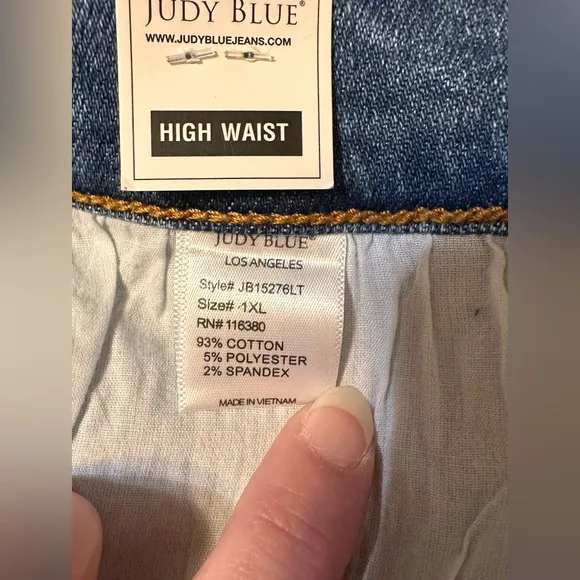 Judy Blue 1XL denim jean shorts hi waist raw hem lite wash JB15276 LT NWT