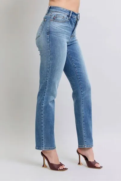 Judy Blue Full Size Run Vintage Wash Thermal Straight Jeans ONLINE EXCLUSIVE