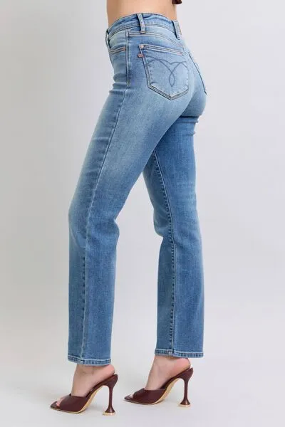 Judy Blue Full Size Run Vintage Wash Thermal Straight Jeans ONLINE EXCLUSIVE