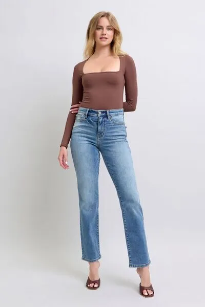 Judy Blue Full Size Run Vintage Wash Thermal Straight Jeans ONLINE EXCLUSIVE