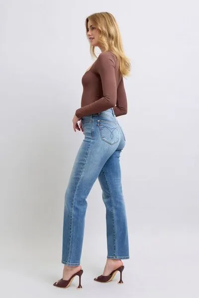 Judy Blue Full Size Run Vintage Wash Thermal Straight Jeans ONLINE EXCLUSIVE