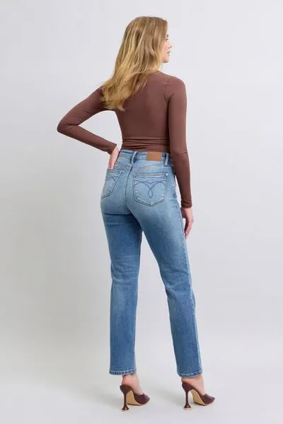Judy Blue Full Size Run Vintage Wash Thermal Straight Jeans ONLINE EXCLUSIVE