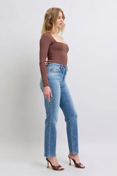 Judy Blue Full Size Run Vintage Wash Thermal Straight Jeans ONLINE EXCLUSIVE