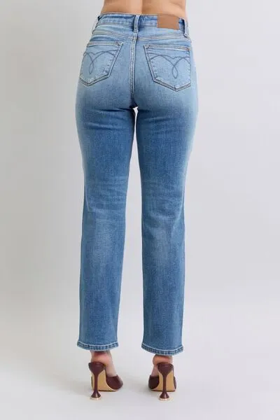 Judy Blue Full Size Run Vintage Wash Thermal Straight Jeans ONLINE EXCLUSIVE