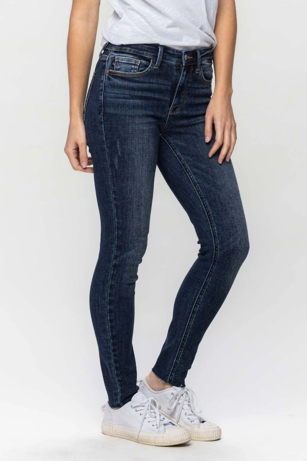 Judy Blue Mid Rise Vintage Raw Hem Skinny