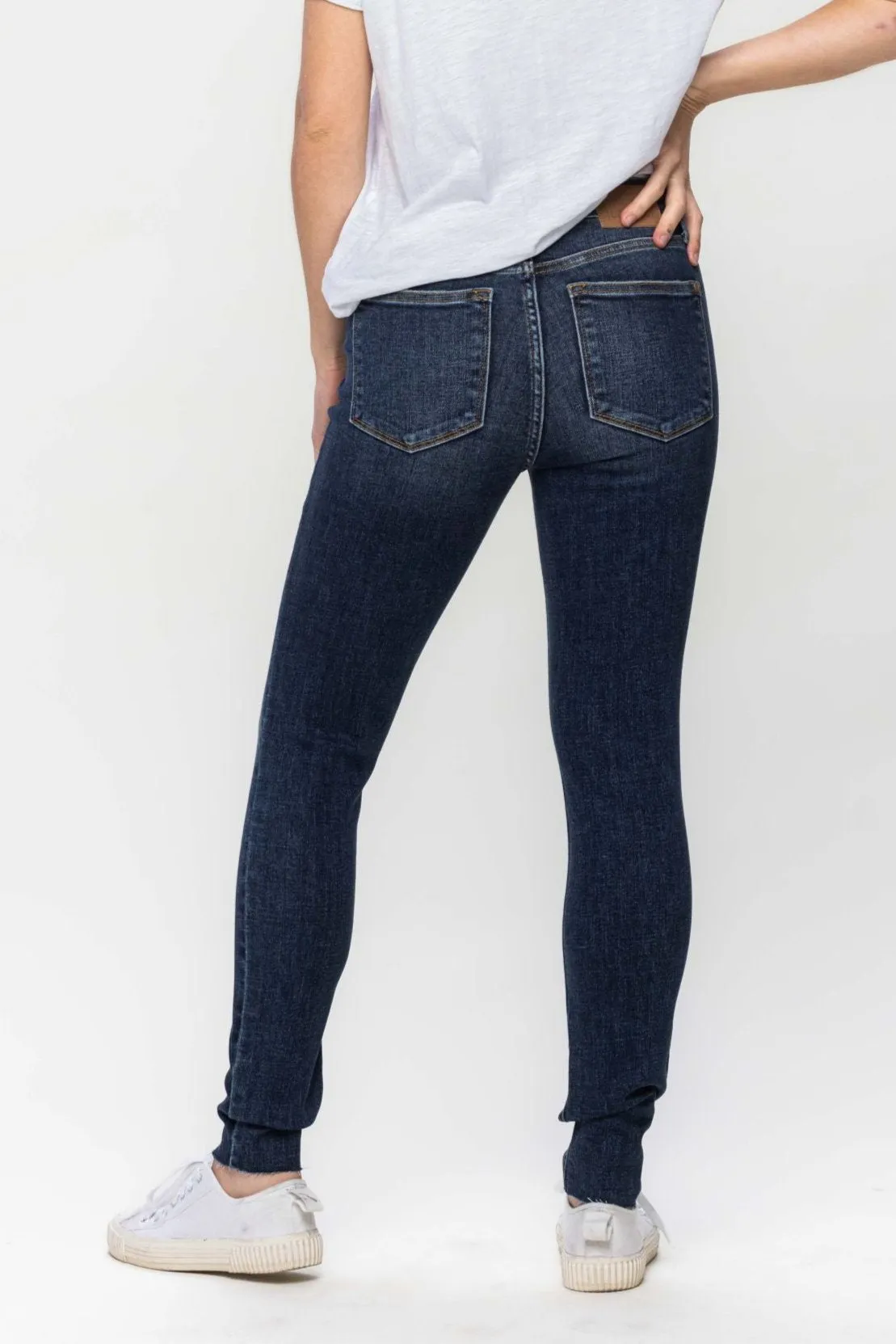 Judy Blue Mid Rise Vintage Raw Hem Skinny