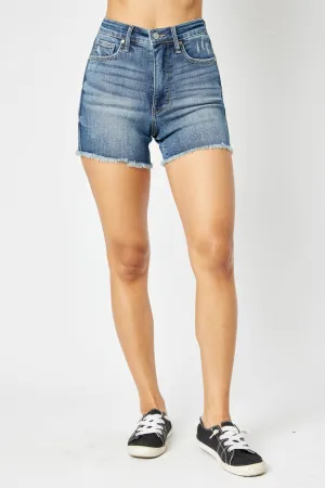 Judy Blue Tummy Control Frayed Hem Short