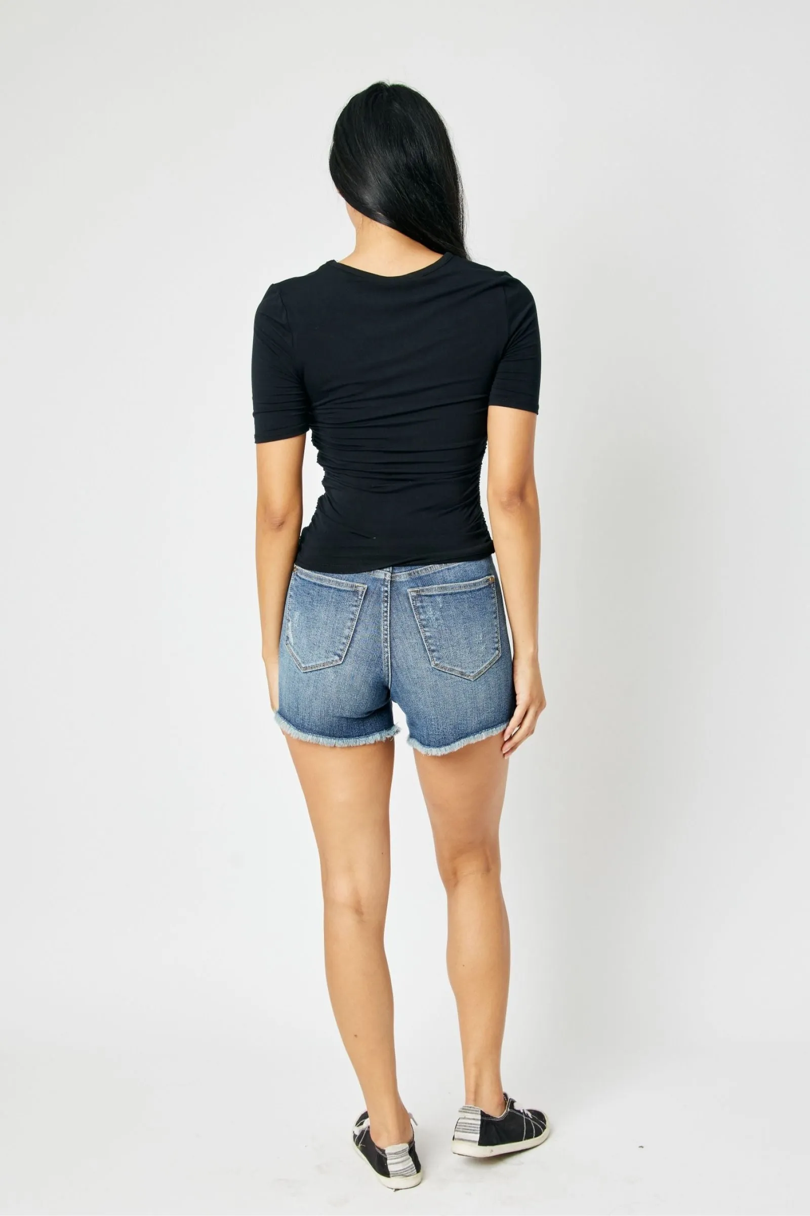 Judy Blue Tummy Control Frayed Hem Short