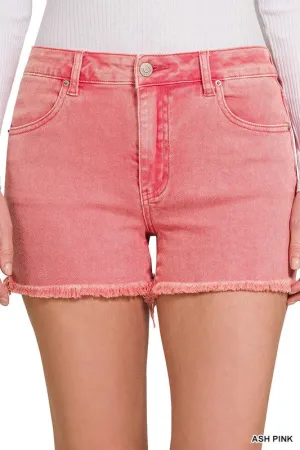 Kelly Acid Washed Frayed Cutoff Hem Shorts