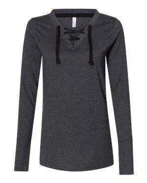 LAT Women's Jersey Lace-Up Long Sleeve T-Shirt - 3538