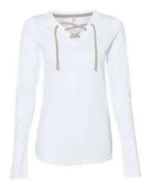 LAT Women's Jersey Lace-Up Long Sleeve T-Shirt - 3538