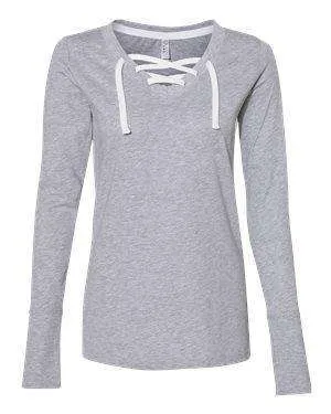 LAT Women's Jersey Lace-Up Long Sleeve T-Shirt - 3538