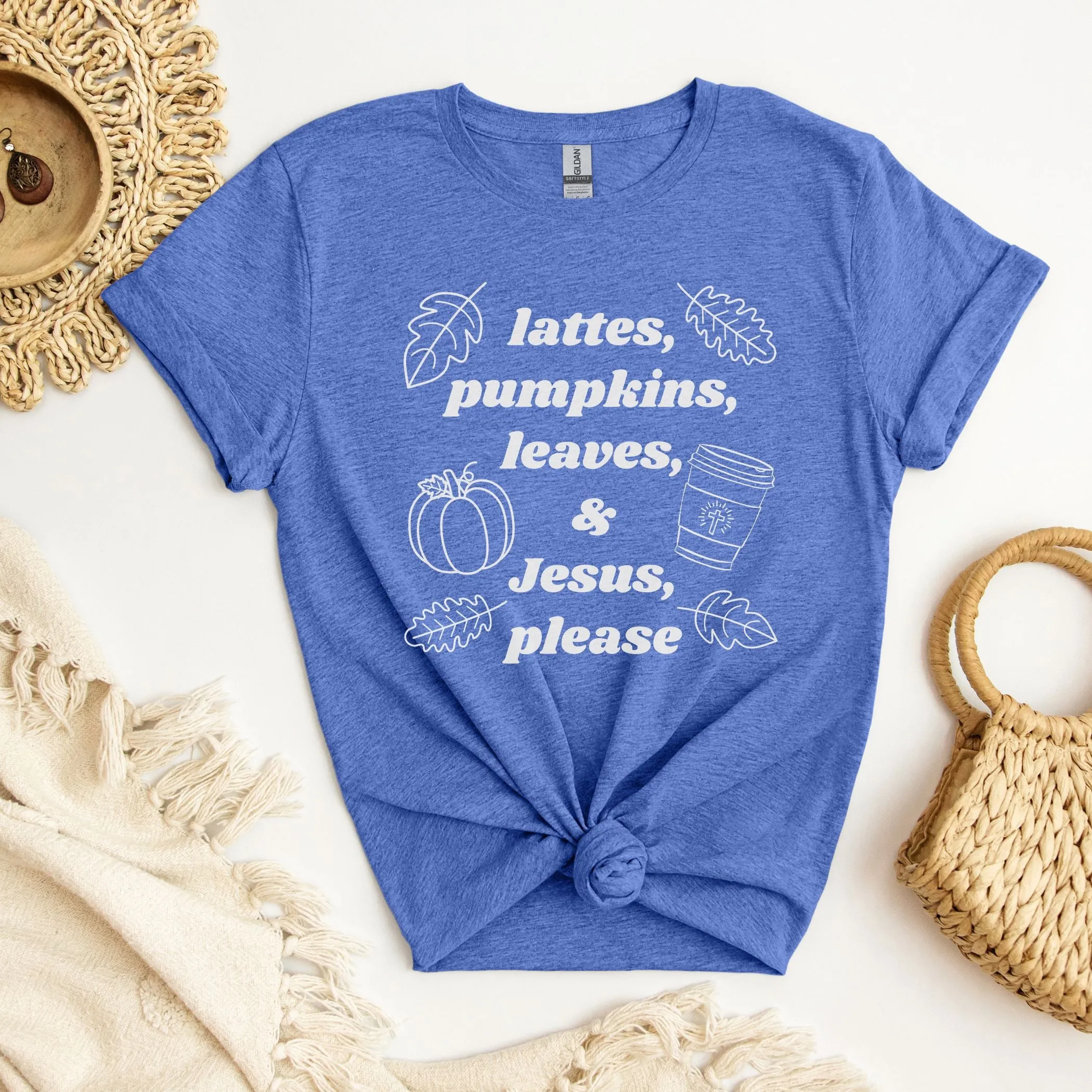 Lattes, Pumpkins, Leaves and Jesus Please:  Fall T-Shirt