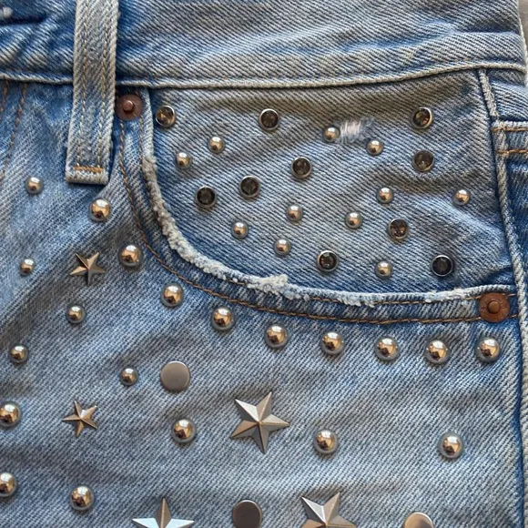 Levi Studded Button Up shorts