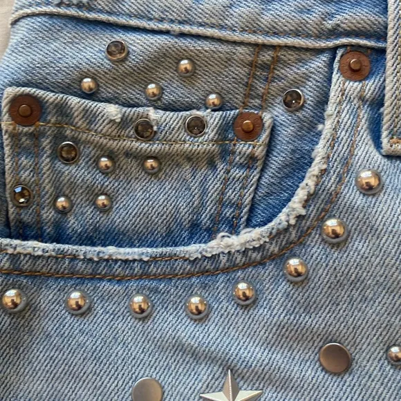 Levi Studded Button Up shorts