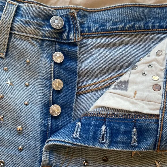 Levi Studded Button Up shorts
