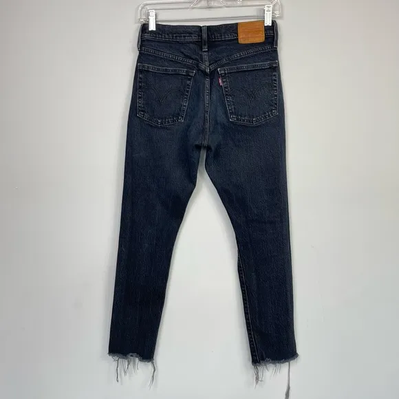 LEVI'S 501 High Rise Waisted Skinny Jeans Wild Bunch Washed Black 90’s Retro 25