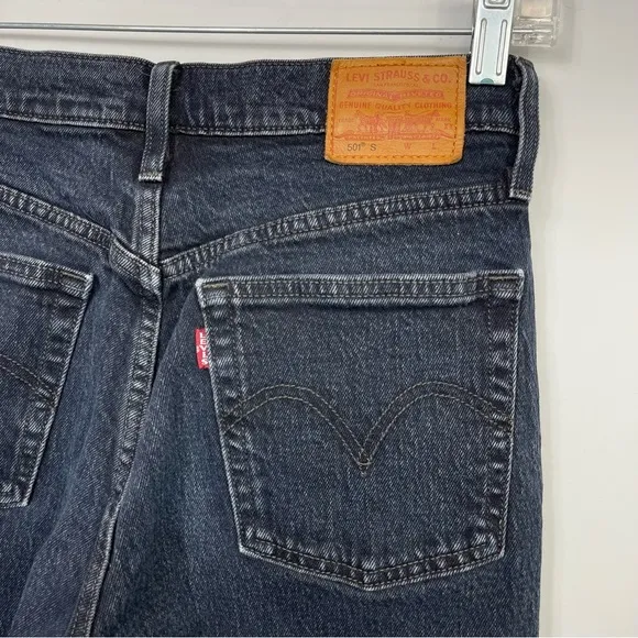 LEVI'S 501 High Rise Waisted Skinny Jeans Wild Bunch Washed Black 90’s Retro 25