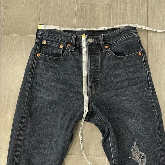 LEVI'S 501 High Rise Waisted Skinny Jeans Wild Bunch Washed Black 90’s Retro 25