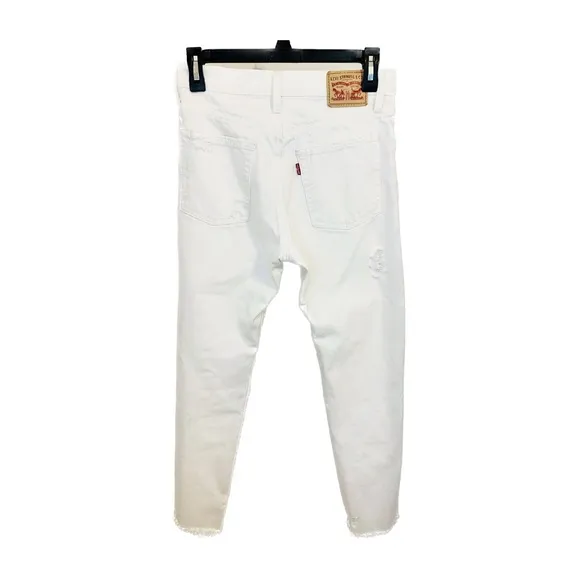 Levi’s Wedgie Icon Fit Distressed Vintage Chalk Off White Ankle Jeans Size 25