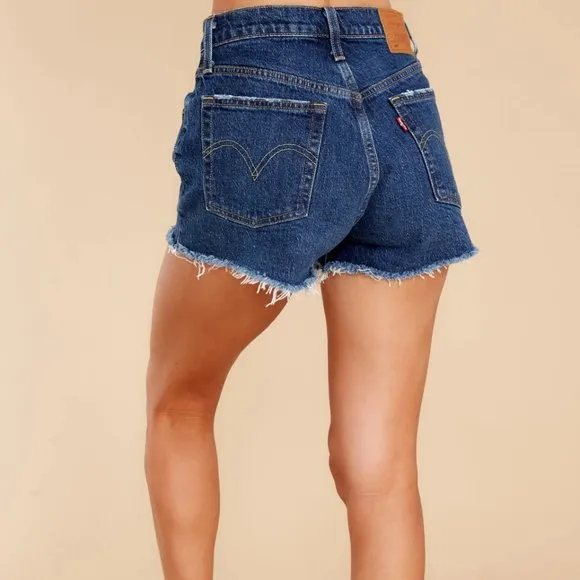 Levis Womens 501 Denim Cutoff Shorts 26 Hi Rise Button Fly Blue Jean Distressed