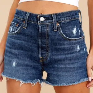 Levis Womens 501 Denim Cutoff Shorts 26 Hi Rise Button Fly Blue Jean Distressed