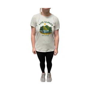 Life Is Good Women's Exclusive Green Mountains Tee - Grey/Green - ONLINE STORE CREDIT/EXCHANGE ONLY