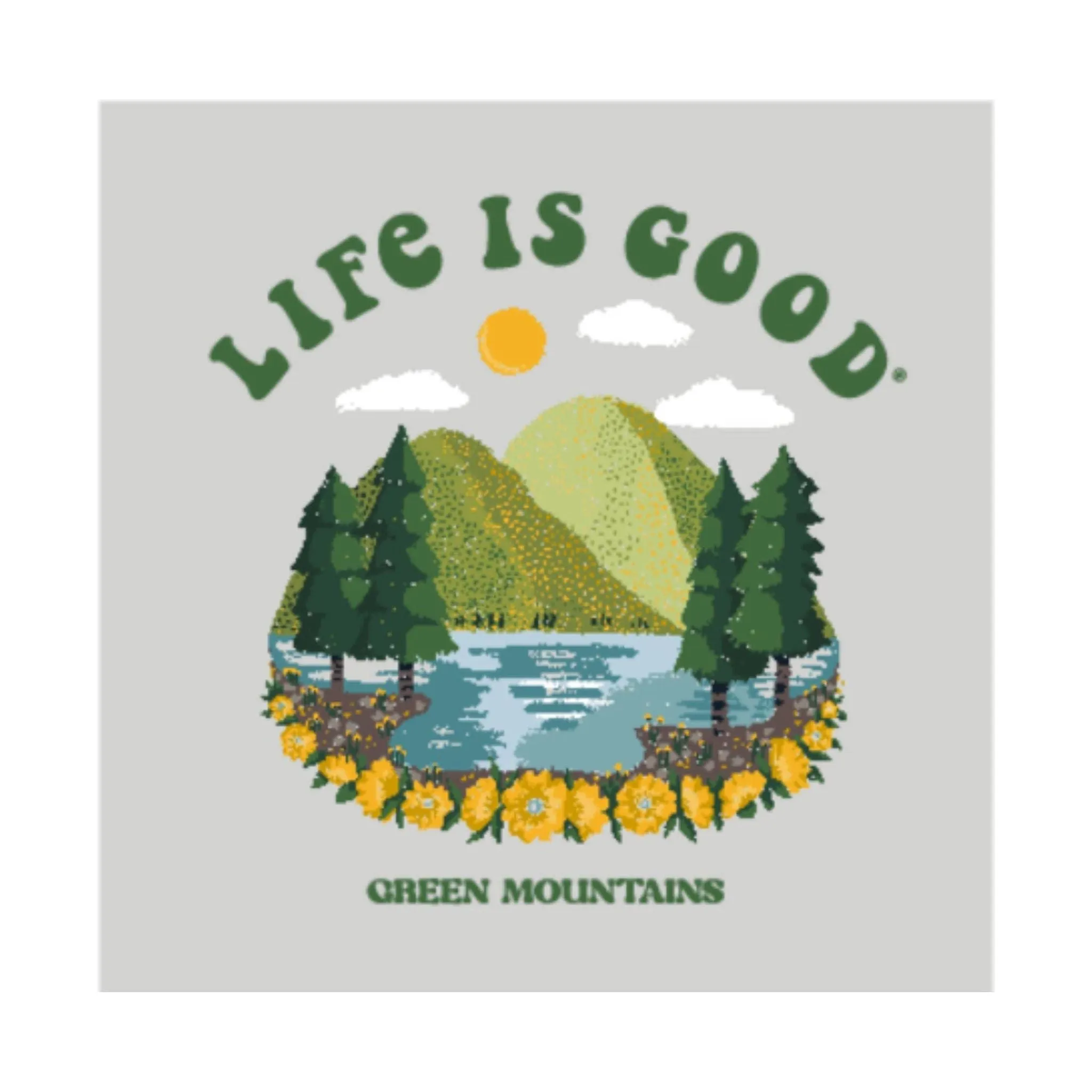 Life Is Good Women's Exclusive Green Mountains Tee - Grey/Green - ONLINE STORE CREDIT/EXCHANGE ONLY