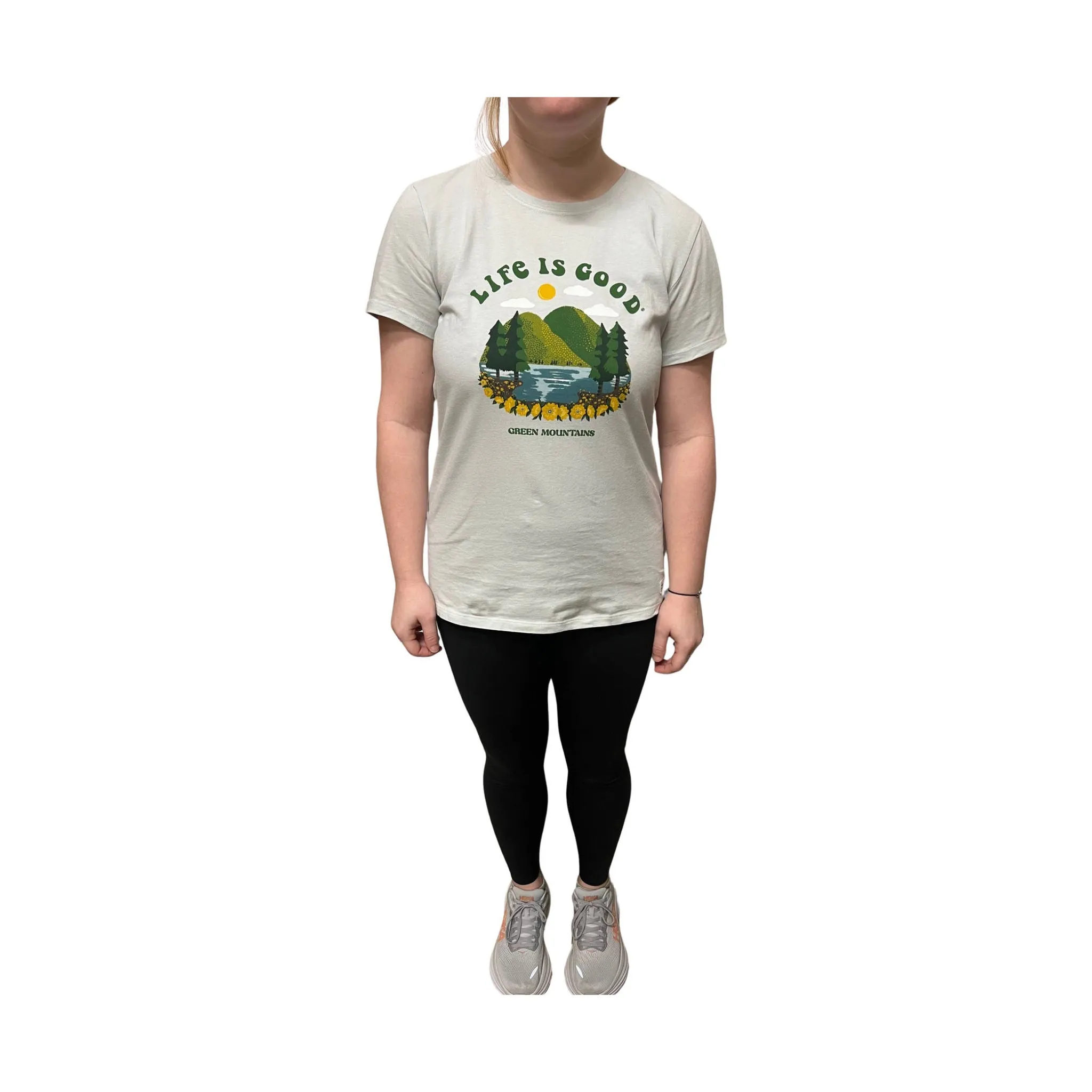 Life Is Good Women's Exclusive Green Mountains Tee - Grey/Green - ONLINE STORE CREDIT/EXCHANGE ONLY