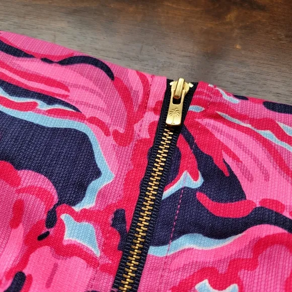 Lilly Pulitzer Marigold Skort Mini Skirt sz 00 Flirty Navy Pink Floral Hibiscus