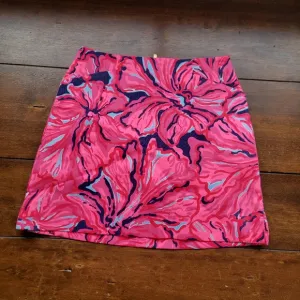 Lilly Pulitzer Marigold Skort Mini Skirt sz 00 Flirty Navy Pink Floral Hibiscus