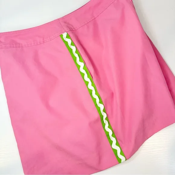 Lilly Pulitzer Vintage Pink Green Ric Rac Trim Skort Skirt