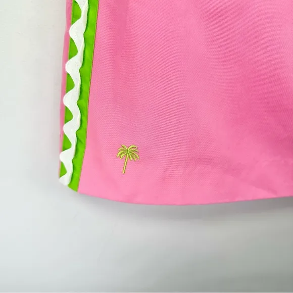 Lilly Pulitzer Vintage Pink Green Ric Rac Trim Skort Skirt
