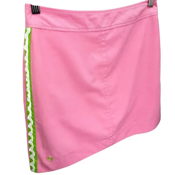 Lilly Pulitzer Vintage Pink Green Ric Rac Trim Skort Skirt