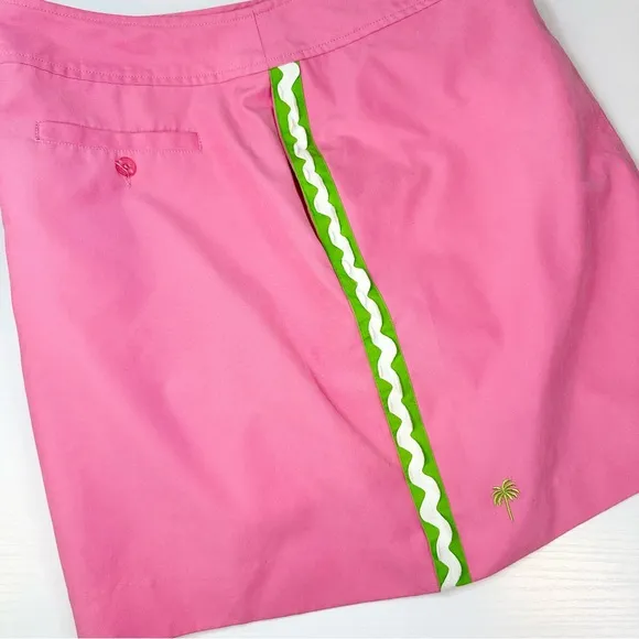 Lilly Pulitzer Vintage Pink Green Ric Rac Trim Skort Skirt